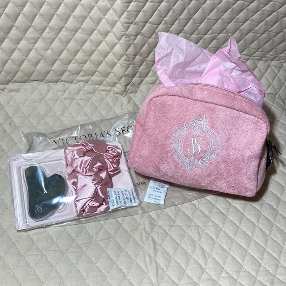 Victoria's Secret Accessories - Victorias Secret Makeup Bag, Headband, Scrunchie, Jade Guasha. NWT. Never Used.